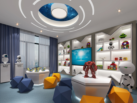  现代幼儿园 教室 科学室3d模型 