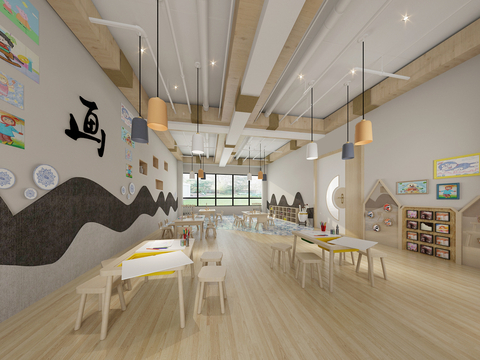  现代学校 幼儿园 早教中心3d模型 