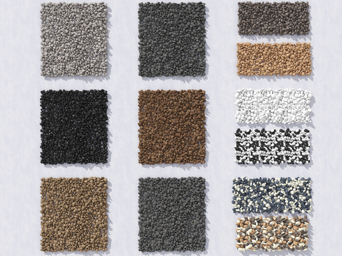  鹅卵石 石头 黑白石头3d模型 