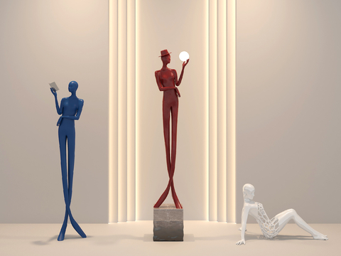  室内艺术装置 雕塑摆件 人物雕塑3d模型 