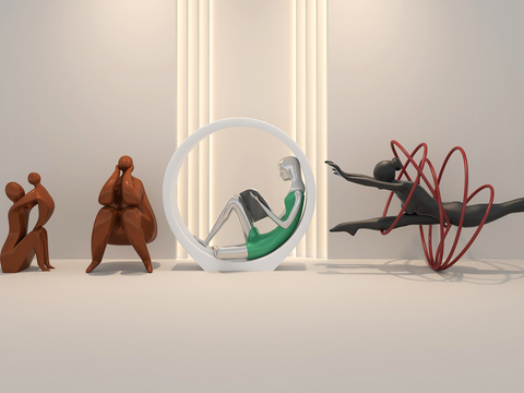  现代室内艺术装置 潮玩摆件3d模型 