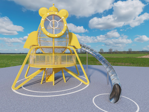  游乐设备 火箭系列器械  滑梯3d模型 