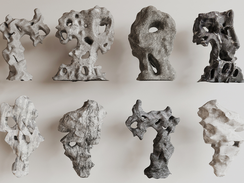  新中式太湖石 景观石头3d模型 