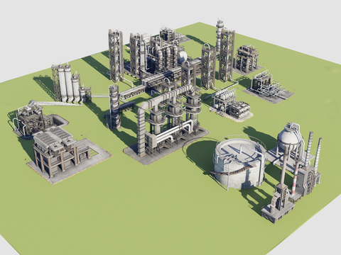  石油化工厂设备3d模型 