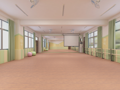  舞蹈室 更衣室 瑜伽室3d模型 