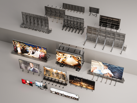  广告牌 展架 高速路广告牌 立柱广告牌3d模型 