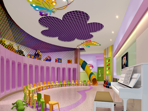  现代幼儿园 活动中心3d模型 