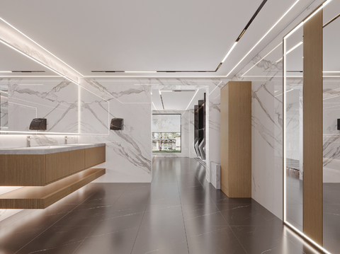  公共卫生间 公厕 男厕3d模型 