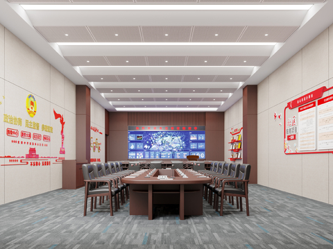  党政机关会议室3d模型 