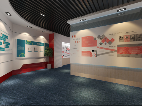  现代党建展厅 社区文化展馆3d模型 