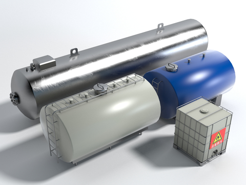  现代工厂设备 油罐 工业设备3d模型 
