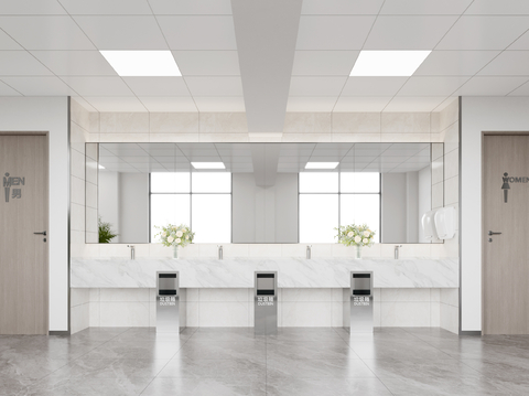  现代公共卫生间3d模型 