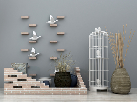  园林小品 园艺小品 装饰品 摆件 鸟笼 墙饰 室外摆件3d模型 