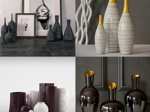  现代陶瓷 器皿 花瓶 瓷器3d模型 