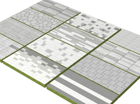  汀步小品 青石板 园路铺地3d模型 
