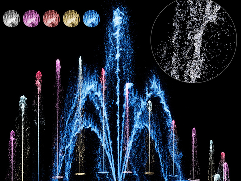  喷泉景观 彩色喷泉 广场喷泉 水花3d模型 