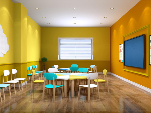  现代幼儿园3d模型 