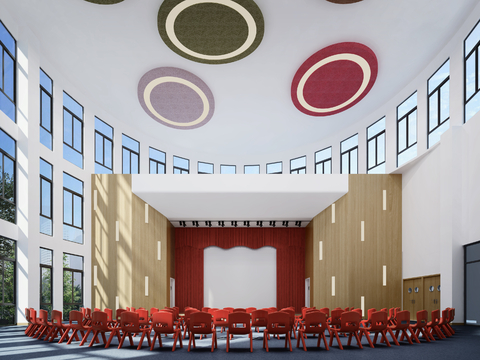  现代幼儿园 多功能厅3d模型 