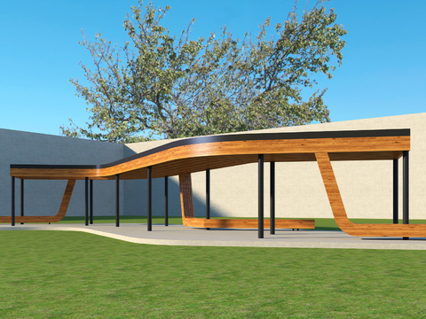  现代廊架 亭廊 长廊3d模型 