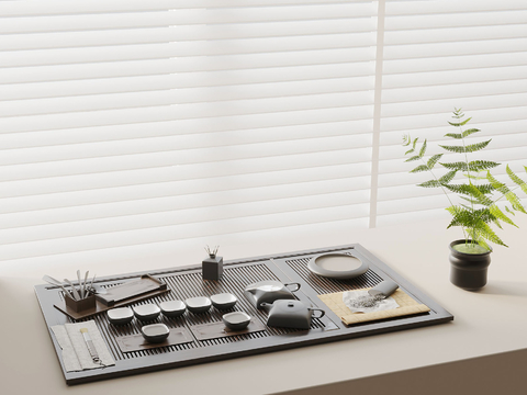  新中式茶具 茶盘 茶壶3d模型 