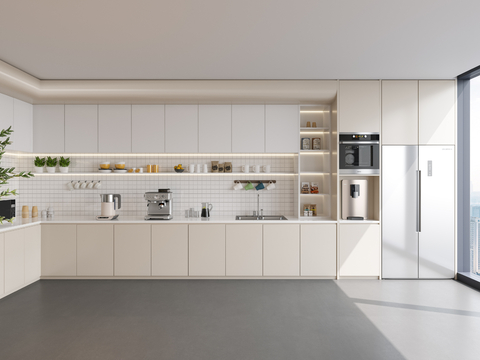  现代办公茶水间 休闲区3d模型 