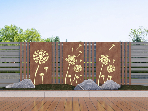  现代庭院景墙 入口景墙3d模型 