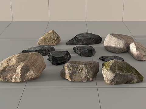  石块 石头 岩石 景观石3d模型 