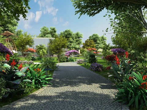  现代公园景观3d模型 