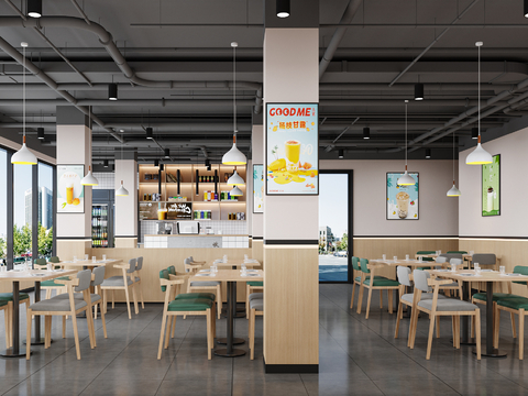  现代快餐店 小吃店 早餐店 熟食店3d模型 