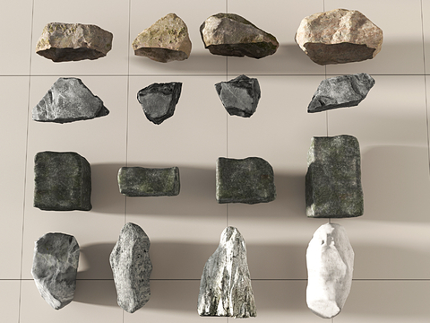  现代石块 石头岩石 景观石3d模型 