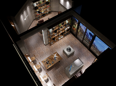  工业风苹果专卖店3d模型 