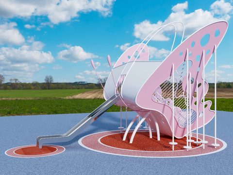  蝴蝶造型 儿童游乐器械 滑梯3d模型 