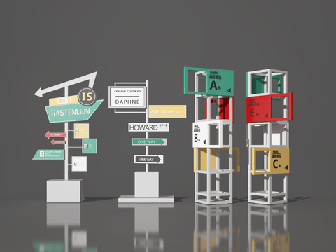  指示牌 美陈导视牌3d模型 