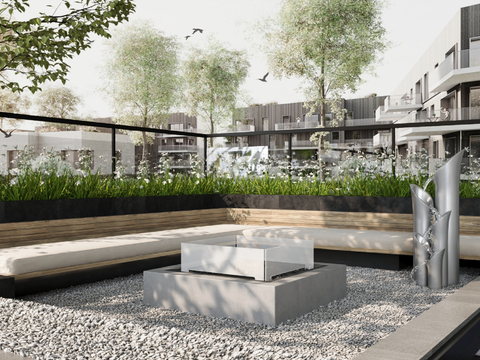  现代庭院景观3d模型 