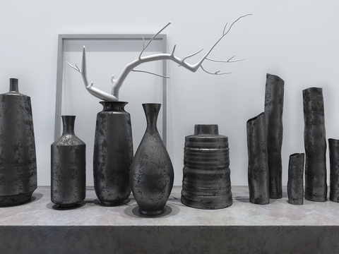  现代花瓶 瓶子 器皿 陶罐3d模型 