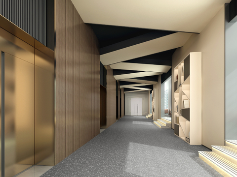  现代公司走廊 过道3d模型 