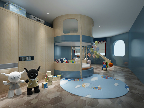  现代幼儿园娱乐室3d模型 