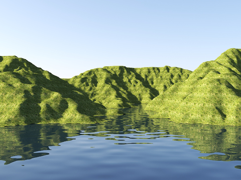  景观群山 岛屿 水库 山体地形 山脉3d模型 