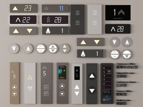  电梯按键 电梯按钮 电梯面板 楼层导视3d模型 