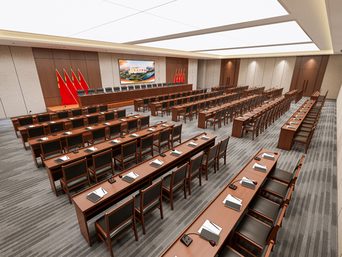  现代党建报告厅3d模型 