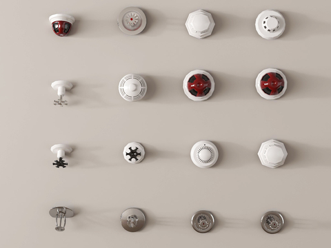  警报器 应急报警器 烟雾报警器 喷淋器3d模型 