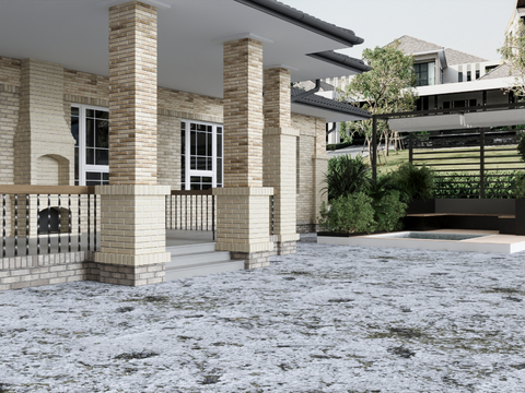  现代庭院景观 别墅庭院3d模型 