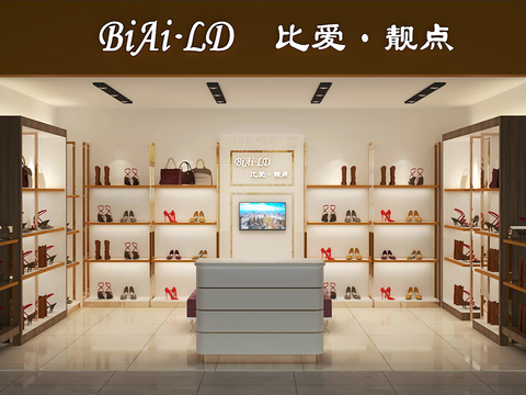  轻奢鞋店专卖 女鞋店3d模型 
