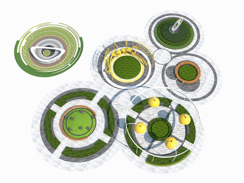  景观公园 街心公园 口袋公园 广场景观3d模型 