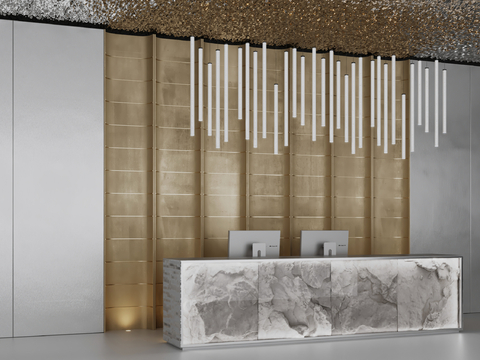  现代办公大堂 大厅接待3d模型 