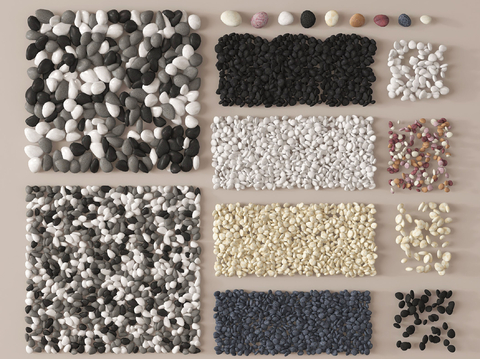  鹅卵石 石子路 碎石子3d模型 