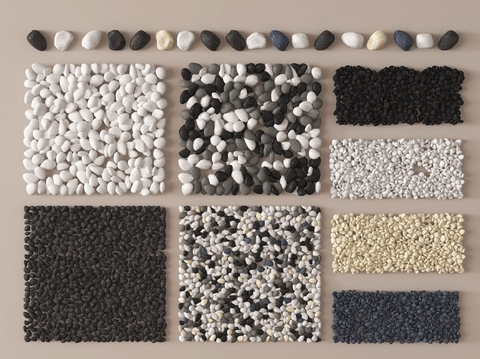  鹅卵石 石子路 碎石子3d模型 