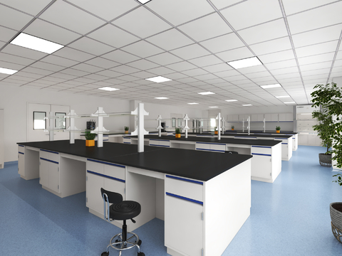  现代实验室3d模型 