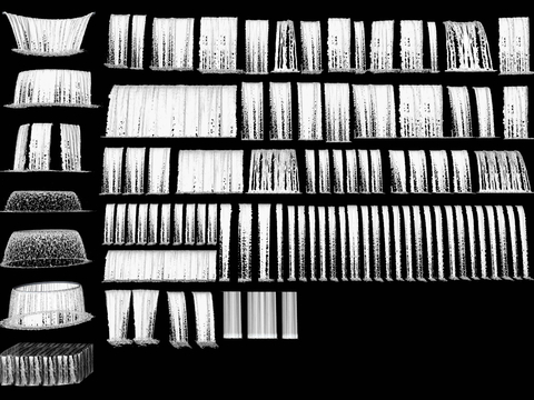  跌水水景 流水水帘 水幕景墙 喷泉3d模型 