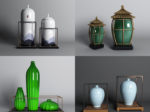  新中式瓷器 花瓶 玉器3d模型 